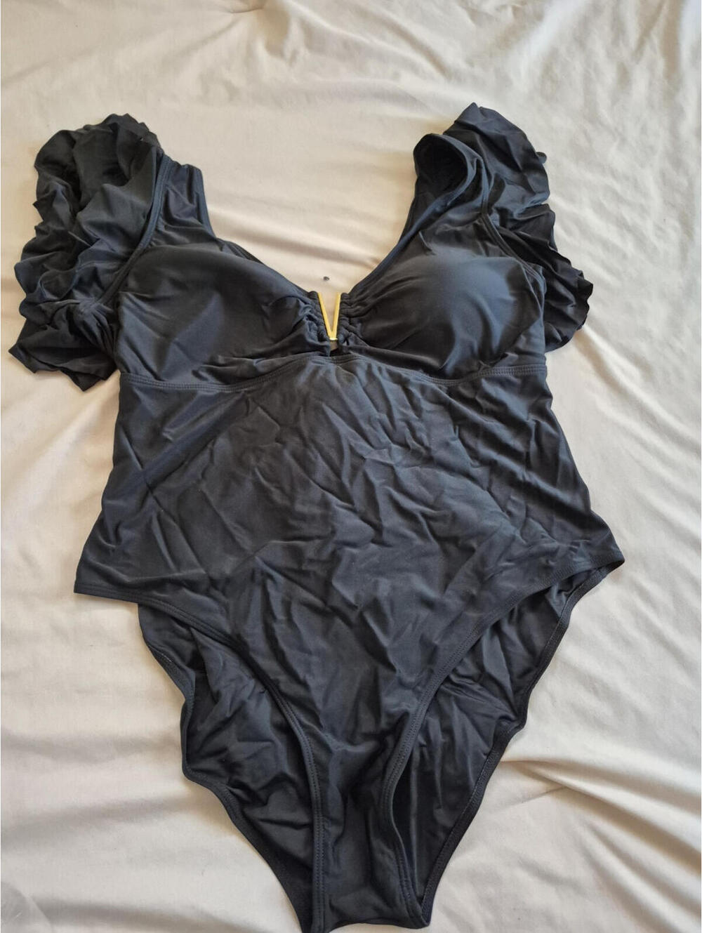 Beach Beauty Black Ruffle One Piece Swimsuit Plus Size 3X